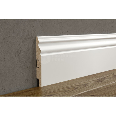 Белый плинтус Cosca Decor AP22 под покраску, 2400*134*16 мм
