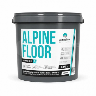 Клей для напольных покрытий двухкомпонентный полиуретановый Alpine Floor Профи Фикс 2К (5,04+0,46 кг) Компонент А+B