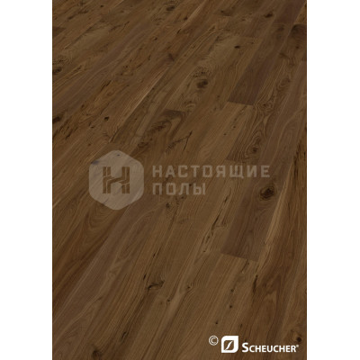 Паркетная доска Scheucher Parkett Woodflor 182 13427 Орех Американский Кантри полуматовый лак однополосный, 2200*182*14 мм