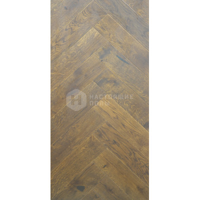 Паркет Елочка Goldenwood Дуб Коньяк Рустик матовый лак, 600*110*12.2 мм