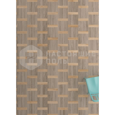ПВХ плитка клеевая Moduleo Moods 120 Basket Weave Small Contemporary 22220 Дуб Блэкджек + 22937 Дуб Блэкджек