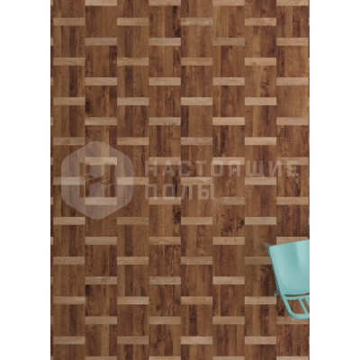 ПВХ плитка клеевая Moduleo Moods 123 Basket Weave Small Classic 54852 Дуб Кантри + 54880 Дуб Кантри