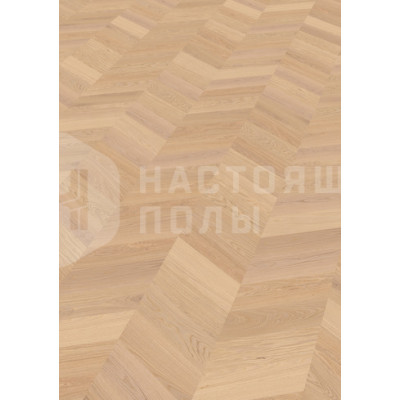 Паркет Французская елка Admonter Chevron 60 градусов 118735/118737 Дуб Белый Ноблесс брашированный под маслом 525*120*15 мм