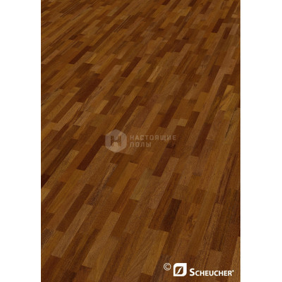 Паркетная доска Scheucher Parkett Woodflor 182 3-stripe 25898 Мербау полуматовый лак трехполосный, 2200*182*14 мм