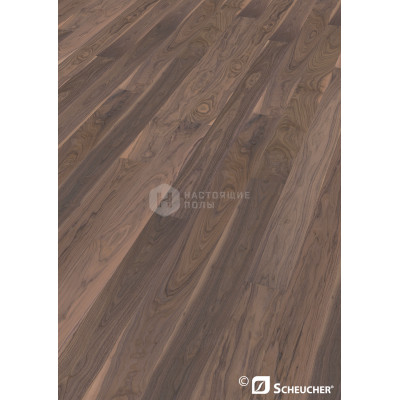 Паркетная доска Scheucher Parkett Woodflor 182 Орех Американский Перла Натур под натуральным маслом однополосный, 2200*182*14 мм