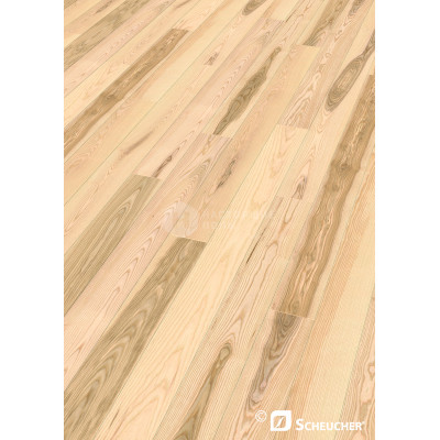 Паркетная доска Scheucher Parkett Woodflor 182 Valletta Ясень Ядровый Перла брашированный однополосный под натуральным маслом, 2200*182*14 мм