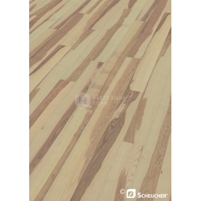 Паркетная доска Scheucher Parkett Woodflor 182 Valletta Ясень Ядровый Силва брашированный однополосный под натуральным маслом, 2200*182*14 мм
