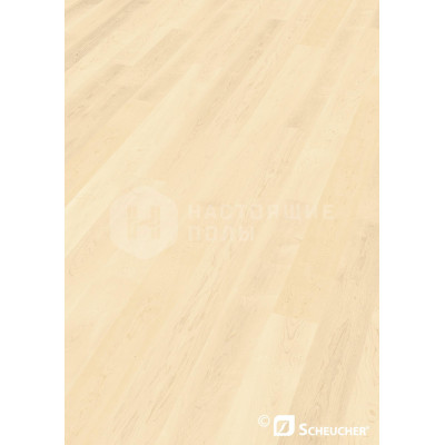 Паркетная доска Scheucher Parkett Woodflor 182 Клен Канадский Селект полуматовый лак однополосный, 2200*182*14 мм