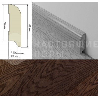 Шпонированный плинтус Coswick профиль №7 2100*68*20 мм Термодуб Натуральный Шпонированный плинтус Coswick профиль №7 2100*68*20 мм Термодуб Натуральный