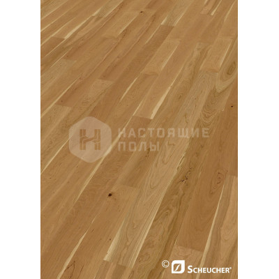 Паркетная доска Scheucher Parkett Woodflor 182 Вишня Американская Рустик полуматовый лак однополосный, 2200*182*14 мм