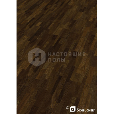 Паркетная доска Scheucher Parkett Woodflor 182 3-stripe 08936 Дуб Копченый Натур полуматовый лак трехполосный, 2200*182*14 мм