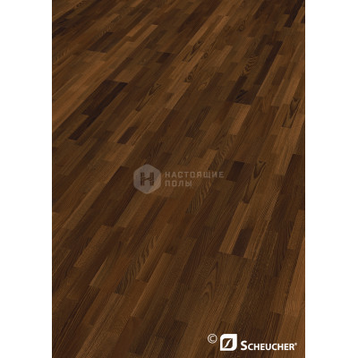 Паркетная доска Scheucher Parkett Woodflor 182 3-stripe 17061 Дуб Копченый Медиум Натур полуматовый лак трехполосный, 2200*182*14 мм