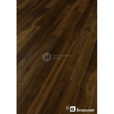 Паркетная доска Scheucher Parkett Woodflor 182 Дуб Копченый Медиум Рустик под натуральным маслом однополосный, 2200*182*14 мм