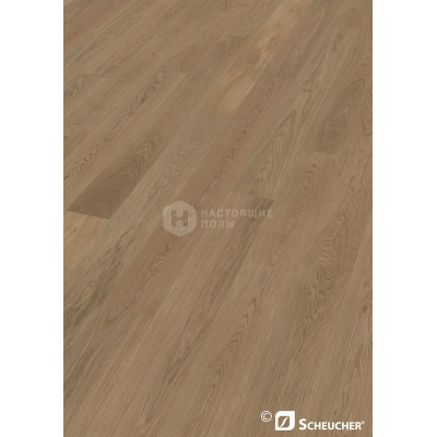 Паркетная доска Scheucher Parkett Woodflor 222 Valletta 20326 Дуб Силва Натур брашированный под натуральным маслом однополосный, 2200*222*14 мм