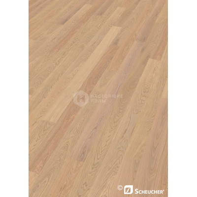 Паркетная доска Scheucher Parkett Woodflor 140 Valsega Дуб Бьянка Натур поперечно брашированный под натуральным маслом однополосный, 2200*140*14 мм