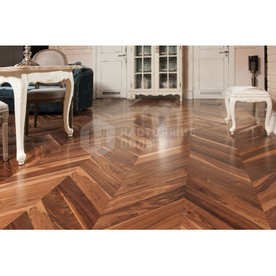 Паркет Coswick Французская елка 60 градусов 1385-3101 Орех Американский Натуральный Традишинал под лаком, 658.17*190*19.05 мм