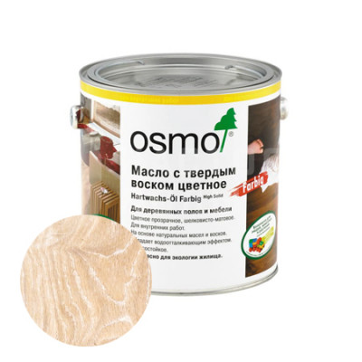 Масло с твердым воском цветное Osmo Hartwachs-Ol Fabrig 3040 Белое (0.125л)
