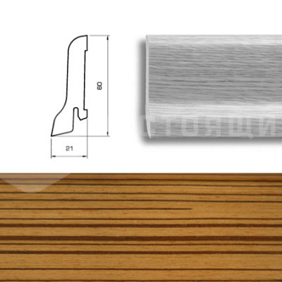 Шпонированный плинтус La San Marco Profili Зебрано, 2500*60*22 мм