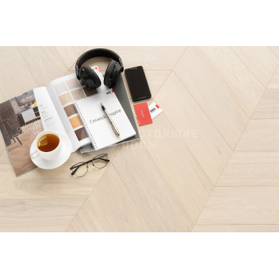 Паркет Французская елка на замке 60 градусов Coswick 1127-1258 Дуб Белый Иней Селект энд Бэттер шелковое масло, 400*127*15 мм