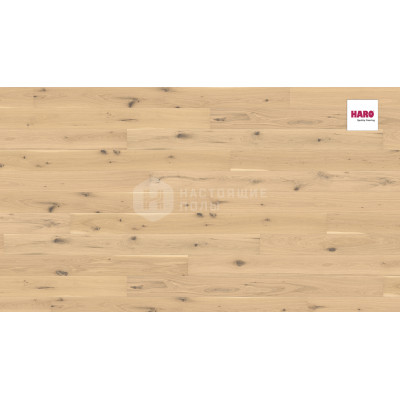 Паркетная доска Haro 3500 Strip 534603 Дуб Светлый Белый Юниверсал брашированный однополосный, 2200*180*12 мм