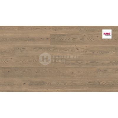Паркетная доска Haro 4000 Plaza 538967 Дуб Табако Cерый Юниверсал глубоко брашированный однополосный, 2200*240*13.5 мм