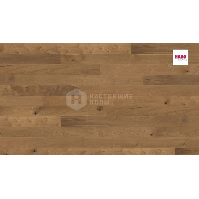 Паркетная доска Haro Parquet 4000 Strip 535466 Дуб Дымчатый Саваж брашированный однополосный