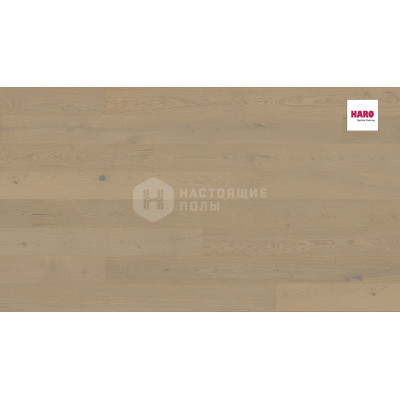 Паркетная доска Haro Parquet 4000 Strip 538944 Дуб Песочно-Серый Саваж брашированный однополосный