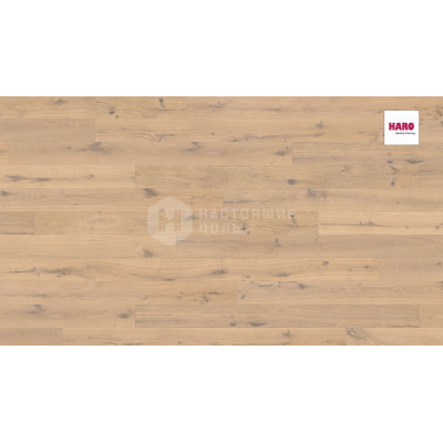 Паркетная доска Haro Parquet 4000 Strip 530195 Дуб Пуро Белый Саваж брашированный однополосный