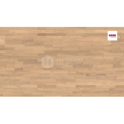 Паркетная доска Haro Parquet 4000 530139 Дуб Пуро Белый Фаворит брашированный трехполосный