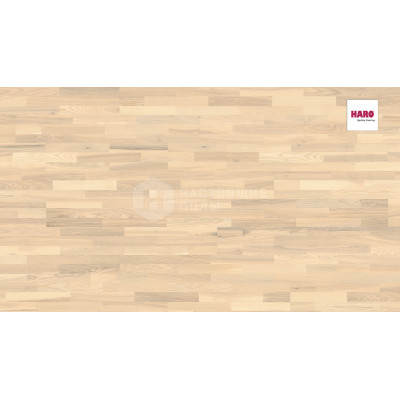 Паркетная доска Haro Parquet 4000 538933 Ясень Песочно-Белый Фаворит брашированный трехполосный
