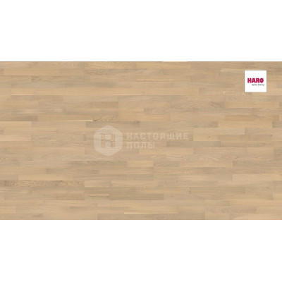 Паркетная доска Haro Parquet 4000 538924 Дуб Песочно-Белый Фаворит брашированный трехполосный