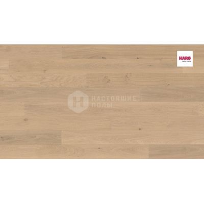 Паркетная доска Haro Parquet 4000 Strip 531216 Дуб Светлый Белый Маркант брашированный однополосный
