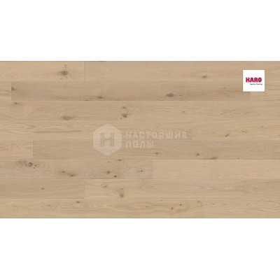 Паркетная доска Haro Parquet 4000 Strip 535542 Дуб Кремово-белый Саваж строганный однополосный