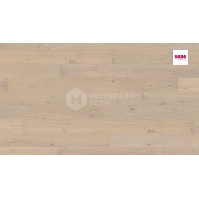 Паркетная доска Haro Parquet 4000 Strip 538935 Дуб Кристально-Белый Саваж брашированный однополосный