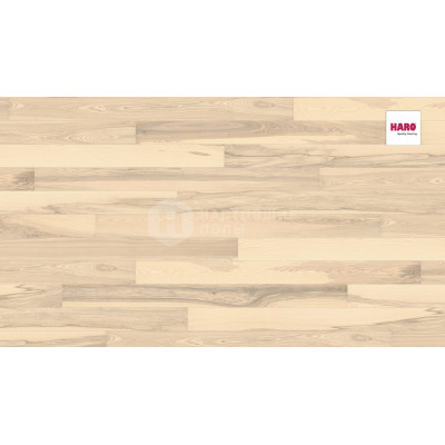 Паркетная доска Haro Parquet 4000 Strip 535452 Ясень Песочно-Белый Юниверсал брашированный однополосный