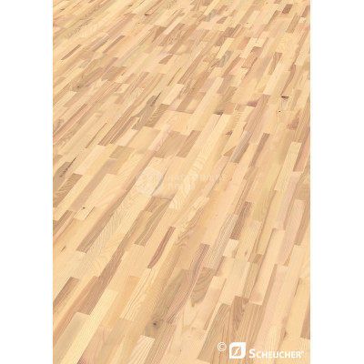 Паркетная доска Scheucher Parkett Woodflor 182 3-stripe Ясень Перла Структур под натуральным маслом трехполосный, 2200*182*14 мм