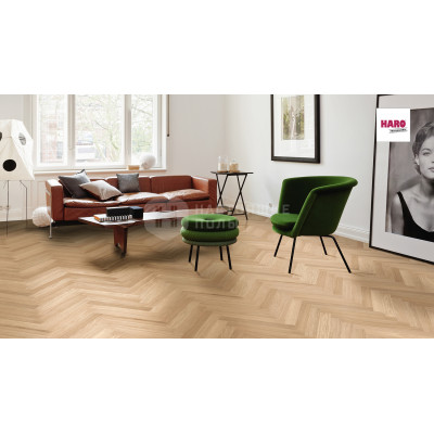 Паркет Елочка Haro Allegro 531956 Дуб Пуро Белый Маркант брашированный под маслом, 490*70*10 мм