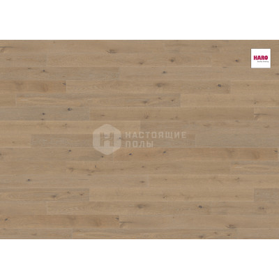 Паркетная доска Haro Parquet 529087 Дуб Песочно-коричневый выбеленный Саваж брашированный однополосный
