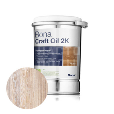 Паркетное масло двухкомпонентное цветное Bona Craft Oil 2К Фрост (1.25л)