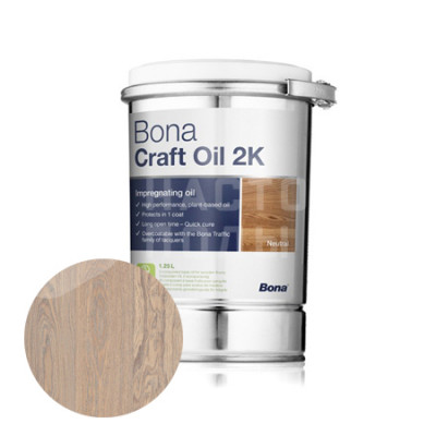 Паркетное масло двухкомпонентное цветное Bona Craft Oil 2К Ясень (1.25л)