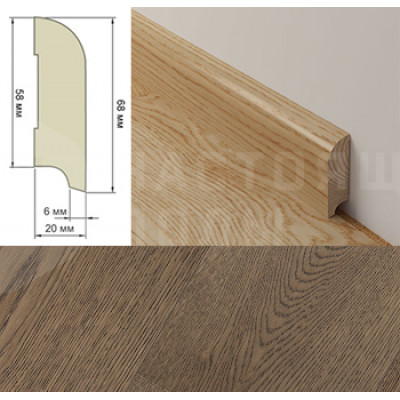 Шпонированный плинтус Coswick профиль №7 2186-1529 Дуб Тростниковый шелковое масло ультраматовое, 2100*68*20 мм