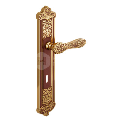 Дверная ручка на планке с отверстием под ключ буратино dnd Fiorenza 519P OROF