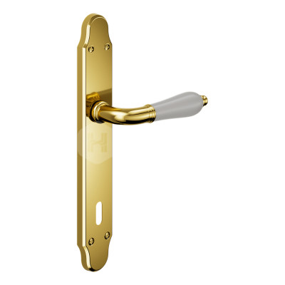 Дверная ручка на планке с отверстием под ключ буратино dnd Daniela Porcellana 390P OLV+P1