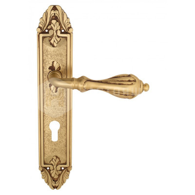 Дверная ручка на планке Venezia Anafesto VNZ2276 PL90 французское золото + коричневый