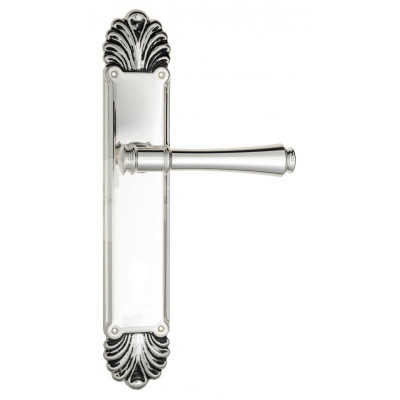 Дверная ручка на планке Venezia Callisto VNZ3348 PL87 натуральное серебро + черный