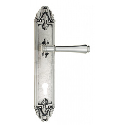 Дверная ручка на планке Venezia Callisto VNZ1506 PL90 натуральное серебро + черный