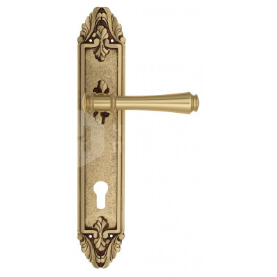 Дверная ручка на планке Venezia Callisto VNZ1510 PL90 французское золото + коричневый
