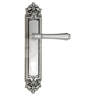 Дверная ручка на планке Venezia Callisto VNZ1531 PL96 натуральное серебро + черный