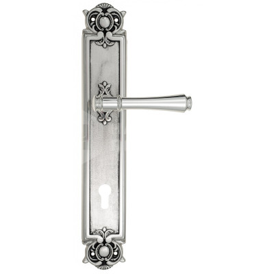 Дверная ручка на планке Venezia Callisto VNZ1556 PL97 натуральное серебро + черный
