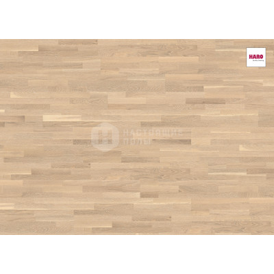 Паркетная доска Haro Parquet 528147 Дуб Жемчужно-белый выбеленный Тундра брашированный трехполосный Паркетная доска Haro Parquet 528147 Дуб Жемчужно-белый выбеленный Тундра брашированный трехполосный